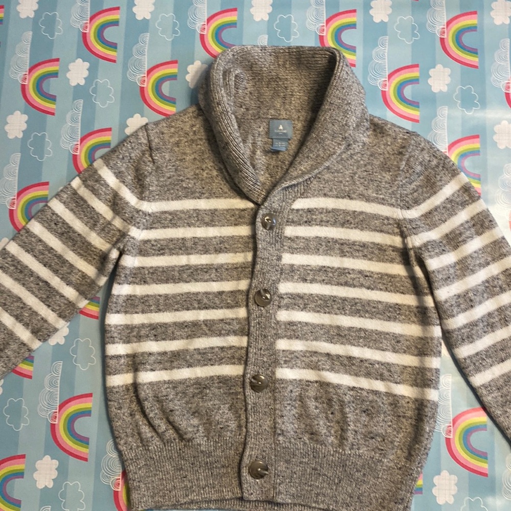 Baby GAP 5 cardigan sweater gray striped